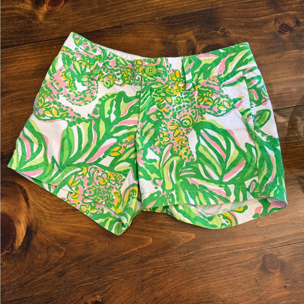 Lilly Pulitzer Callahan Shorts Tropical Pink and Green